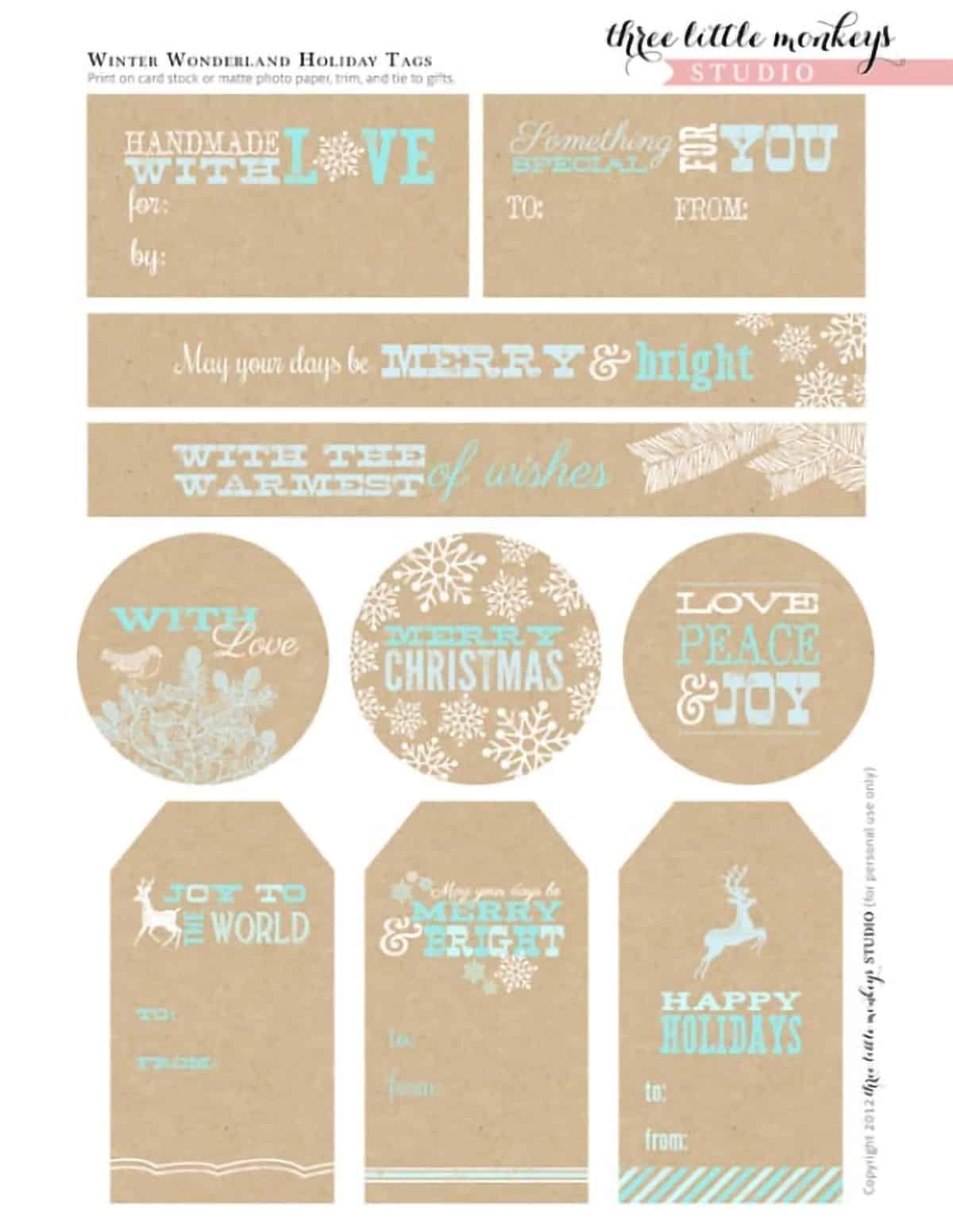 90+ free printable rustic christmas tags for gifts • craving some